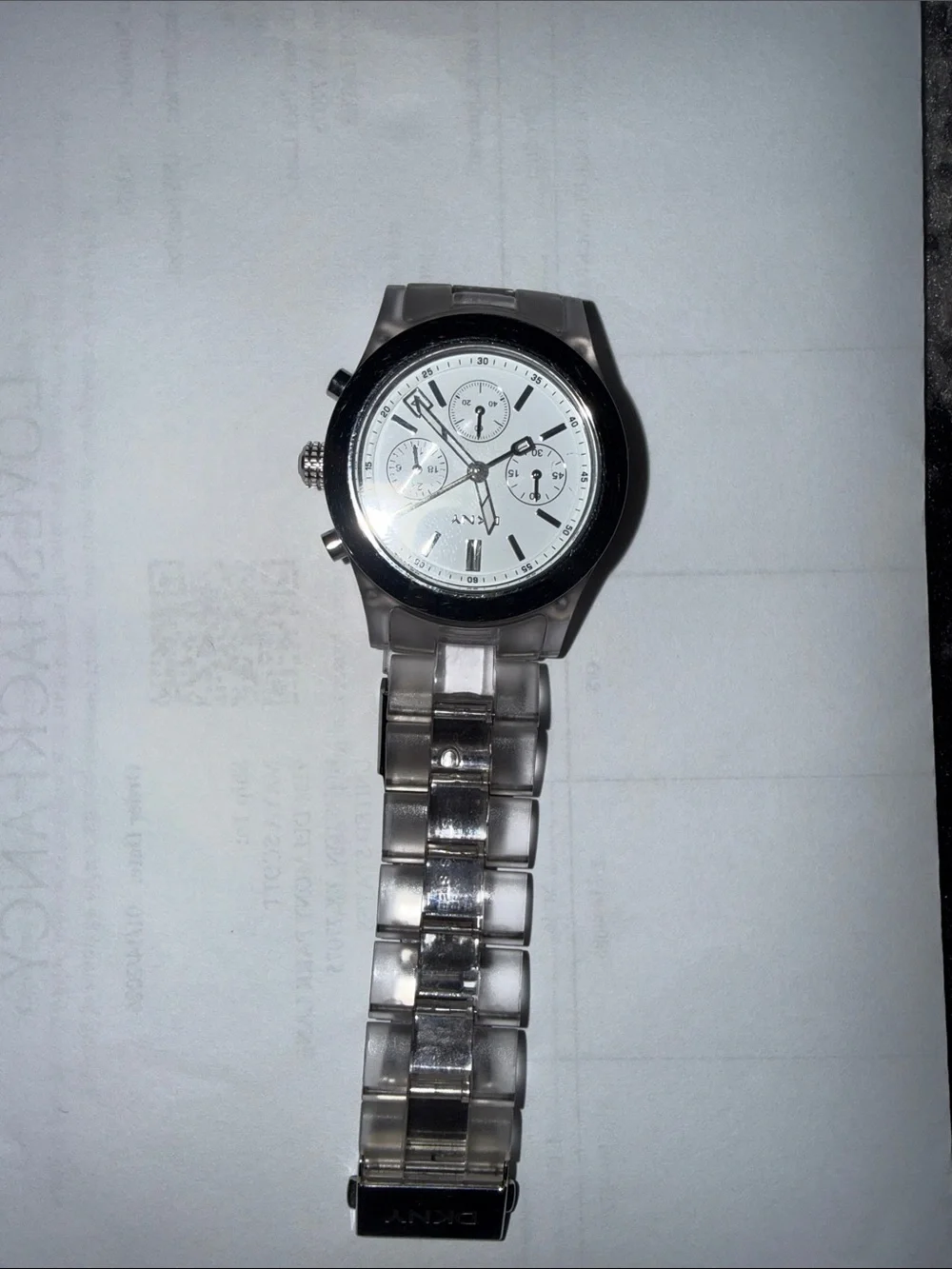DKNY women’s Silver Stainless Steel Chronograph Watch - Silver/White